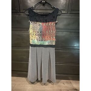 Anthropologie Women's M Galina Print Fit & Flare Dress Multicolor